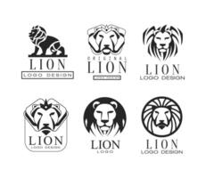 Lion Logo or Logotype Design as Graphic Mark and Emblem Set vector
