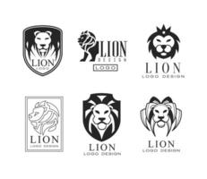 Lion Logo or Logotype Design as Graphic Mark and Emblem Set vector