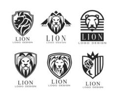 Lion Logo or Logotype Design as Graphic Mark and Emblem Set vector