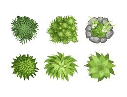 Bush Growth as Landscape Elements Above View Set vector