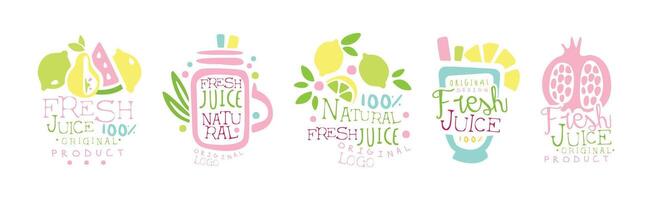 Fresh Juice Original Design Logo and Labels Set vector