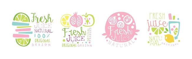 Fresh Juice Original Design Logo and Labels Set vector