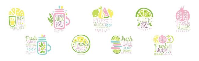 Fresh Juice Original Design Logo and Labels Set vector