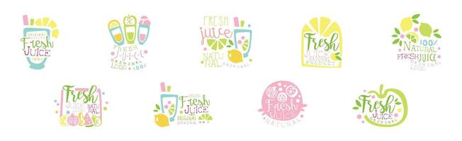 Fresh Juice Original Design Logo and Labels Set vector