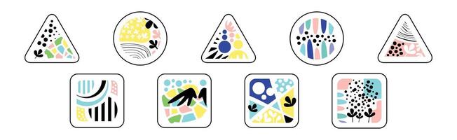 Geometric Shape Color Pattern and Print Set vector