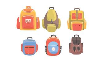 Set of full backpacks for a walk. illustration on a white background. vector