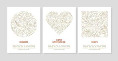 Set of patterns with a pattern of contours of kitchen appliances. illustration on a white background. vector
