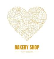 Heart with a pattern of kitchen items. illustration on a white background. vector