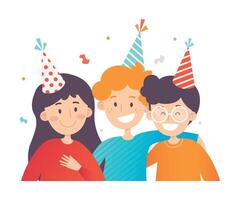 Children in striped party hats. illustration. vector