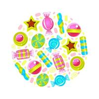 Circle with a pattern of candy. illustration. vector