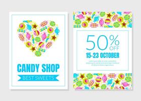 Layout of a flyer for a candy shop. illustration. vector