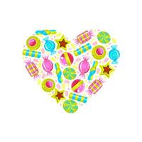 Heart with a pattern of colorful sweets. illustration. vector