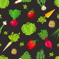 Pattern of greens and root vegetables. illustration. vector