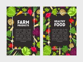 Flyer with lettering and a frame of vegetables and herbs. illustration. vector