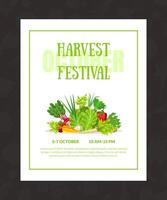 Flyer with lettering and a frame of vegetables and herbs. illustration. vector