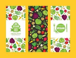 Layouts for a vegetarian menu. illustration on a yellow background. vector
