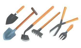 Different Tools And Instruments For Garden Work Illustration Set Isolated On White Background vector