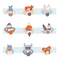 Set Of People Sitting On The Bench In Different Poses Top View Flat Illustration vector