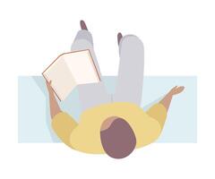 Man Reading The Textbook On The Bench Flat Illustration vector