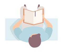 Man Reads Real Book Sitting On The Bench Flat Illustration vector