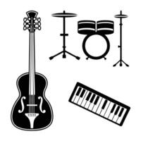 Silhouettes of Musical Instruments for Design vector