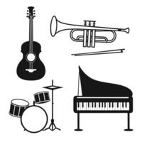 Complete Collection of Musical Instruments Silhouettes vector