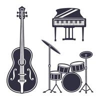 Set of Silhouettes of Musical Instruments vector