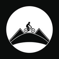 Man on Bicycle in Mountain Scene vector