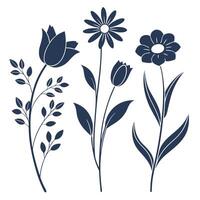 Flower Icon Pack in Silhouette Style vector