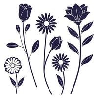 Floral Silhouette Icons Collection vector