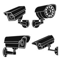 CCTV Icon Set for Monitoring and Surveillance vector