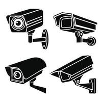 Flat Design CCTV Camera Icons Collection vector