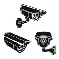 CCTV Camera Silhouette Set for Security Systems vector
