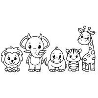 Simple and Cute Jungle Animal Sketch Perfect for DIY Projects vector