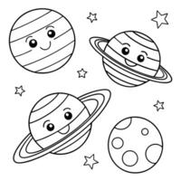 Fun and Educational Solar System Coloring Page vector