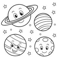 Fun Solar System Illustration with Happy Planets vector