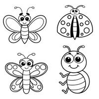 Cartoon Bug Puzzle Set for Learning and Coloring vector
