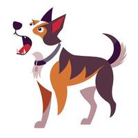 Aggressive Barking Dog Illustration with a Red Collar in a Bold Cartoon Style vector