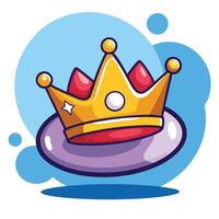 Cartoon Illustration of a Golden Crown Hovering in a Magical Aura vector