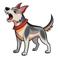 Growling Guard Dog with Sharp Teeth and a Red Collar - Digital vector