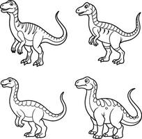 Simple Dinosaur Line Art Coloring Sheet vector