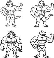 Dinosaur Coloring Page in Line Drawing vector