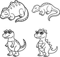 Dinosaur Design with Line Art for Coloring vector