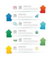 6 data infographics rectangle tab index layout template. Illustration business background. vector