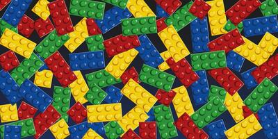 a colorful pattern of toy brick blocks game on a black background vector