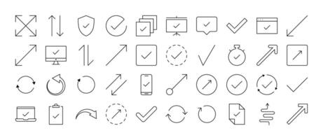 Set of Various Arrows Related Line Icons. Outline Signs for Graphic and Web Design, Apps, Adverts, Various Cards vector