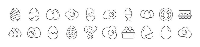 Eggs Outline Icons Collection. Editable Stroke. Perfect for Infographics, Articles, Books, Flyers vector