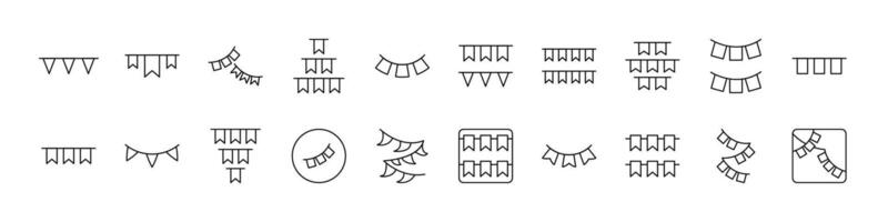Garlands Outline Simple Linear Image Collection. Editable Stroke. Suitable for Web Sites, Books, Cards, Apps vector