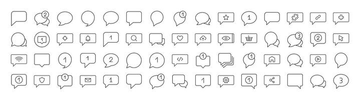 Various Speech Bubbles Thin Line Icon Set. Outline Signs for Graphic and Web Design, Apps, Adverts, Various Cards vector