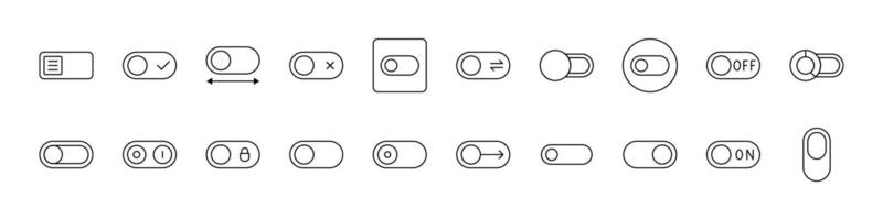 On Off, Switch Modern Outline Style Icons for Design, Cards, Apps, Social Networks vector